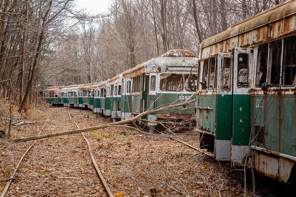 abandoned trolley graveyard